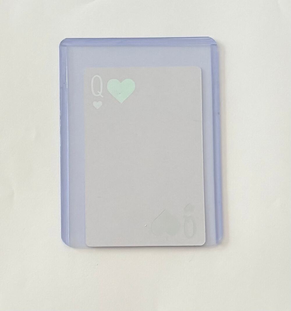 Dior joy holographic queen of hearts playing card in protective sleeve